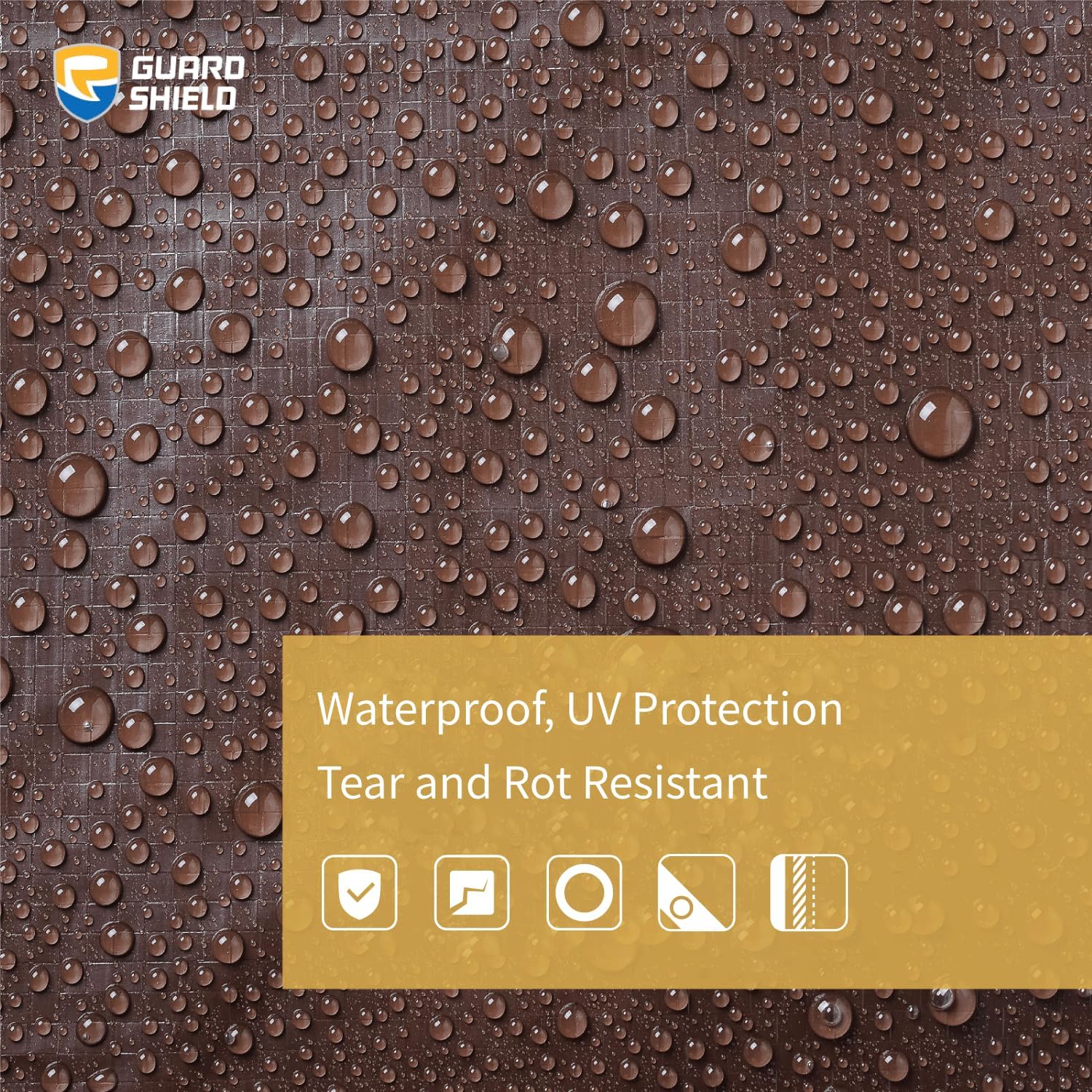 GUARD SHIELD Brown Tarp 10x10 Feet Waterproof Tarps Lightweight Camping Tarp Outdoor Multi Purpose Poly Cover 6mil