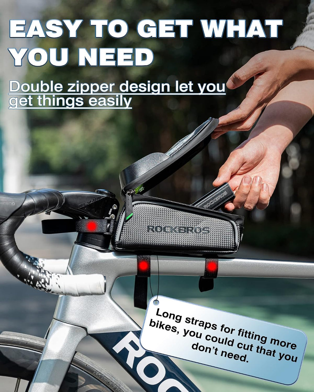 ROCKBROS Bike/Bicycle Phone Front Frame Bag, Waterproof, Tube Cycling Pouch