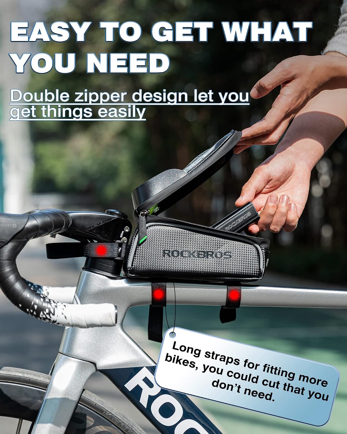 ROCKBROS Bike/Bicycle Phone Front Frame Bag, Waterproof, Tube Cycling Pouch