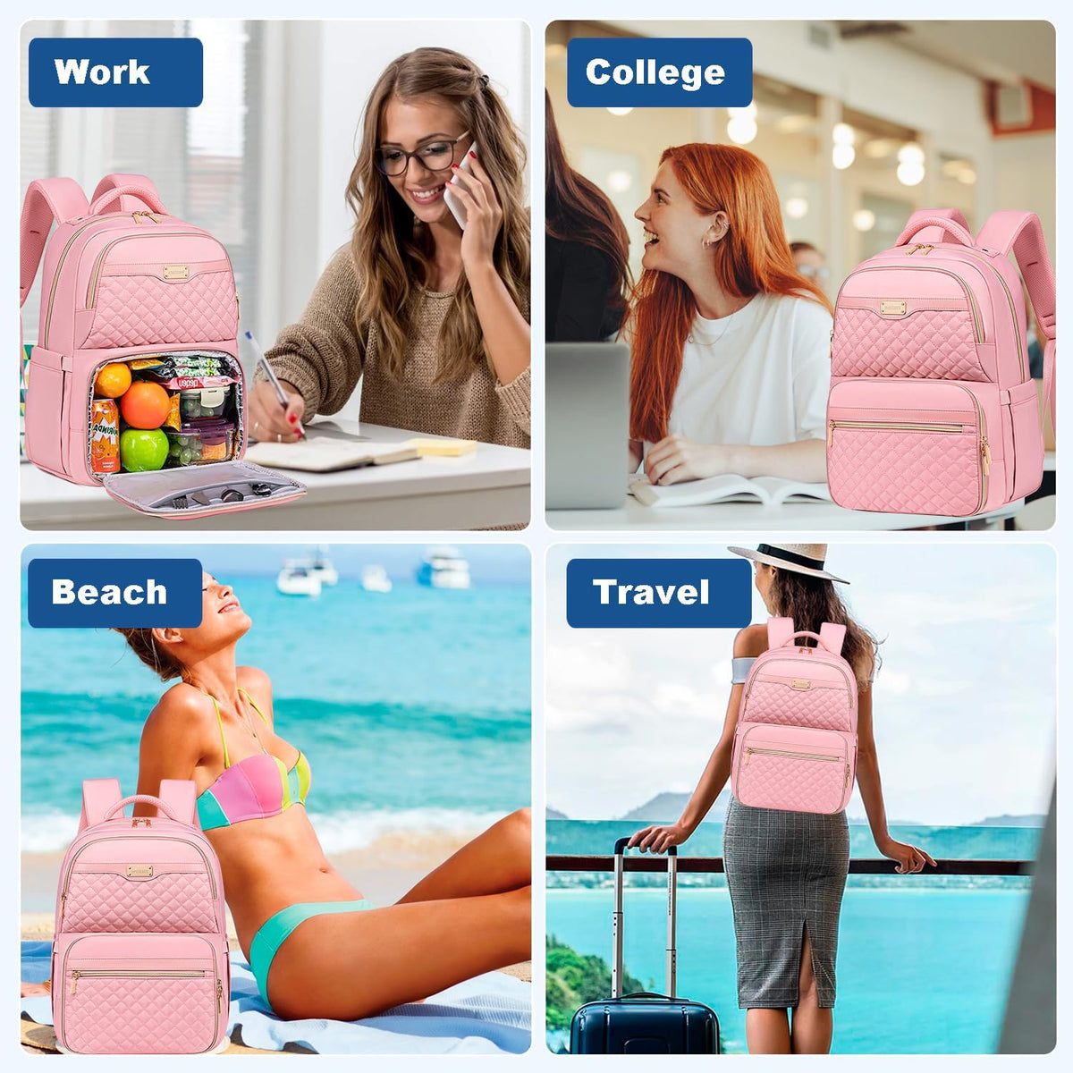 Weitars Lunch Backpack, Insulated Cooler Backpack 15.6 Inch Laptop Backpack For Women Men For Women Nurses Teacher Gifts for College Work Beach Camping Picnics Travel