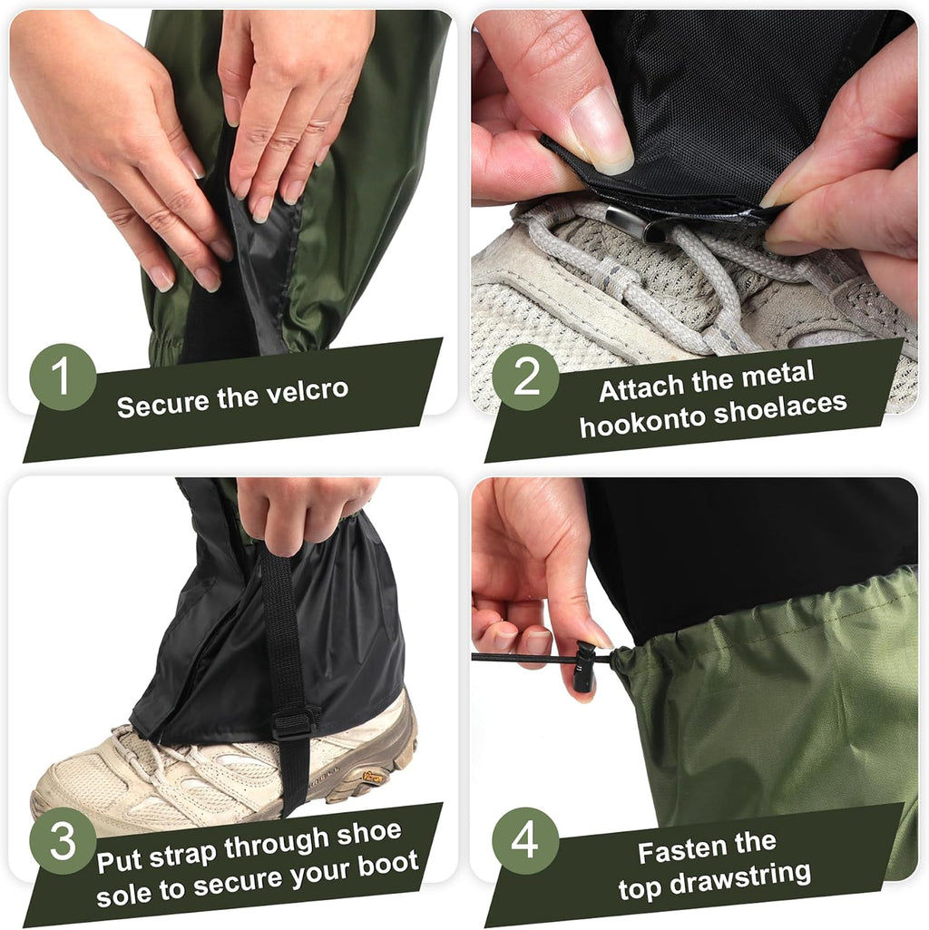 2 PCS Garden Trimming Leg Chaps, Waterproof Lawn Care Leg Gaiters, Adjustable Leg Gaiters, Weed Eating Leg Protectors for Women Men, Leg Guards for Garden Farm Working Hiking Climbing Hunting (Green)