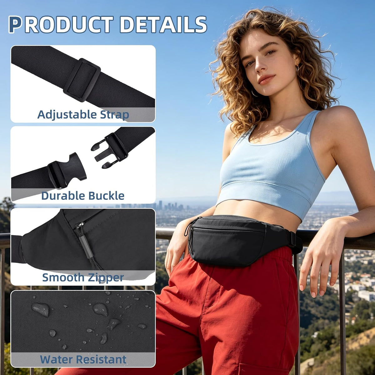 ZOORON Fanny Packs for Women Men Crossbody Waist Pack Bag Running Belt