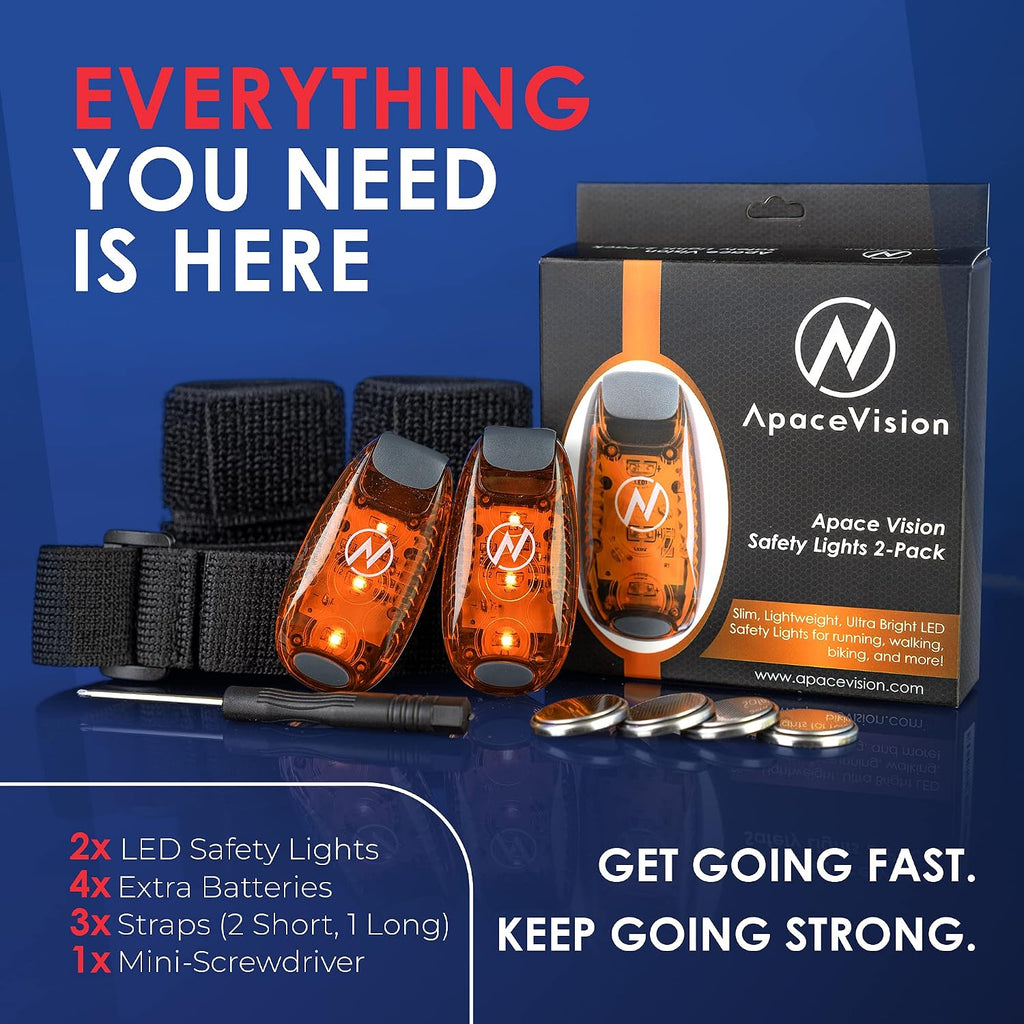 LED Safety Light (2 Pack) with Bonus Items – Clip On Strobe/Running Lights for Runners, Dogs, Bikes, Walking and More