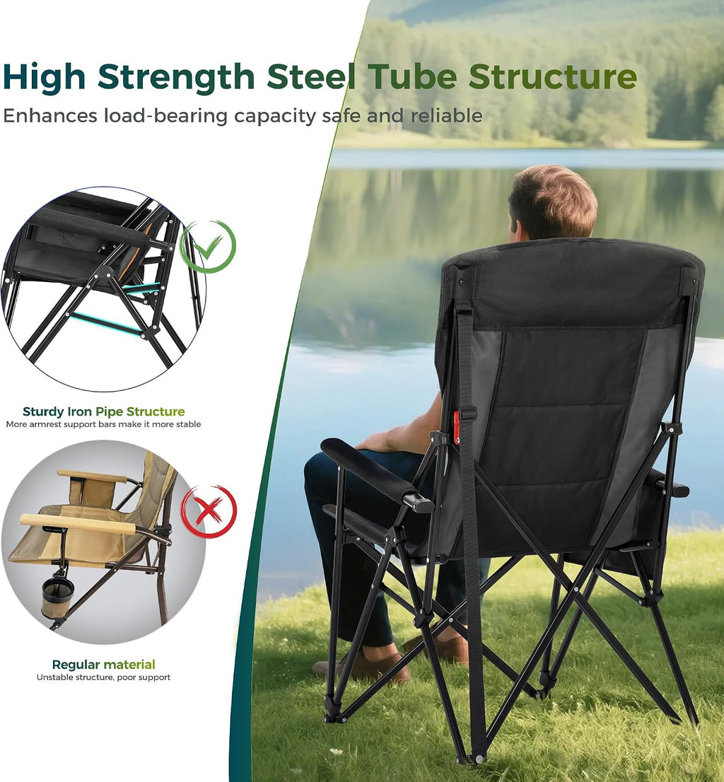 ALPHA CAMP Oversized Camping Chair for Adult Lawn Chair for Outdoor Camping