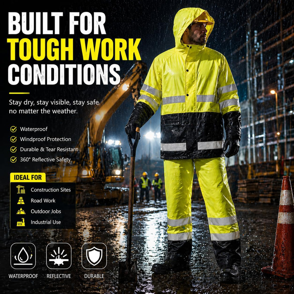 Rain Suit For Men & Women Waterproof Heavy Duty Rain Gear Reflective Jacket for Fishing Outdoor Work Raincoats