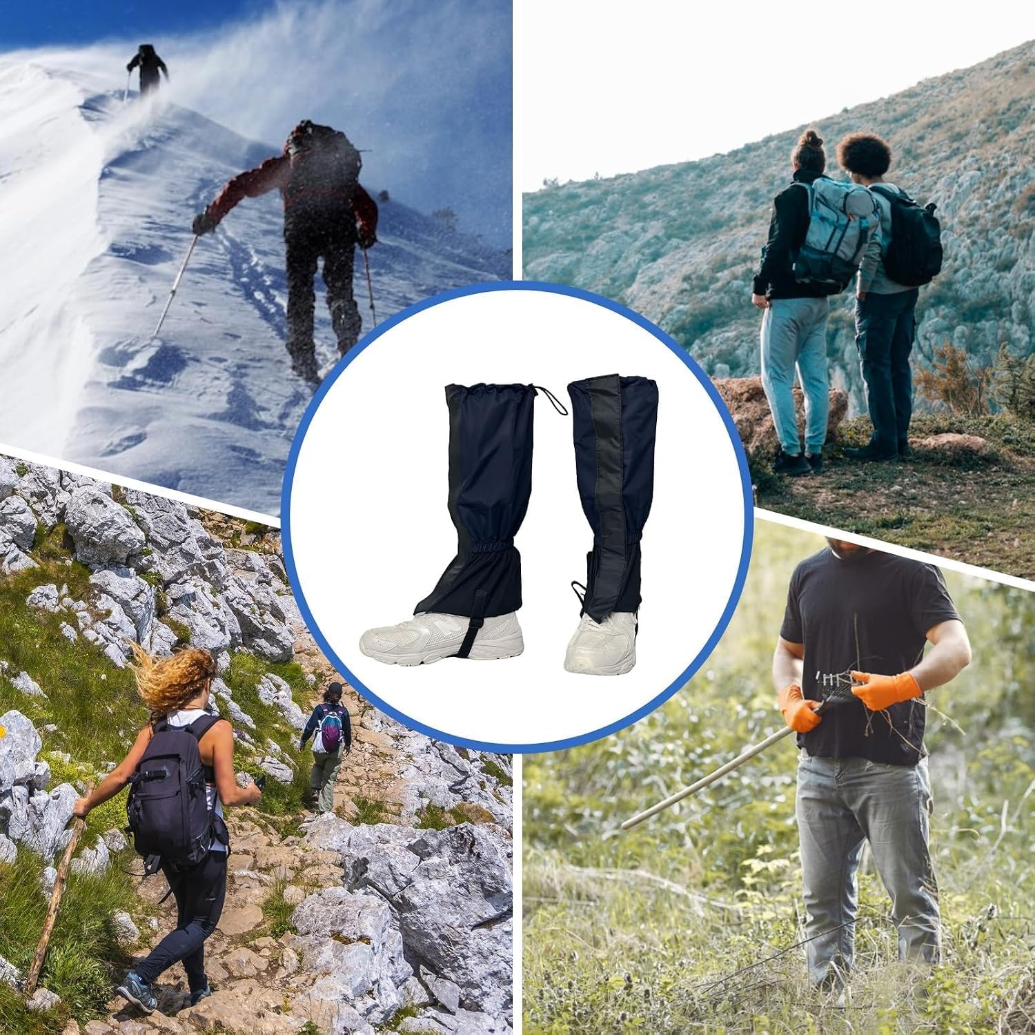 Gators for Hiking Boots,Adjustable Leg Gaiters for Women and Men Boots, Waterproof and Breathable Trail Gaiters for Hiking, Snow and Garden Weeding