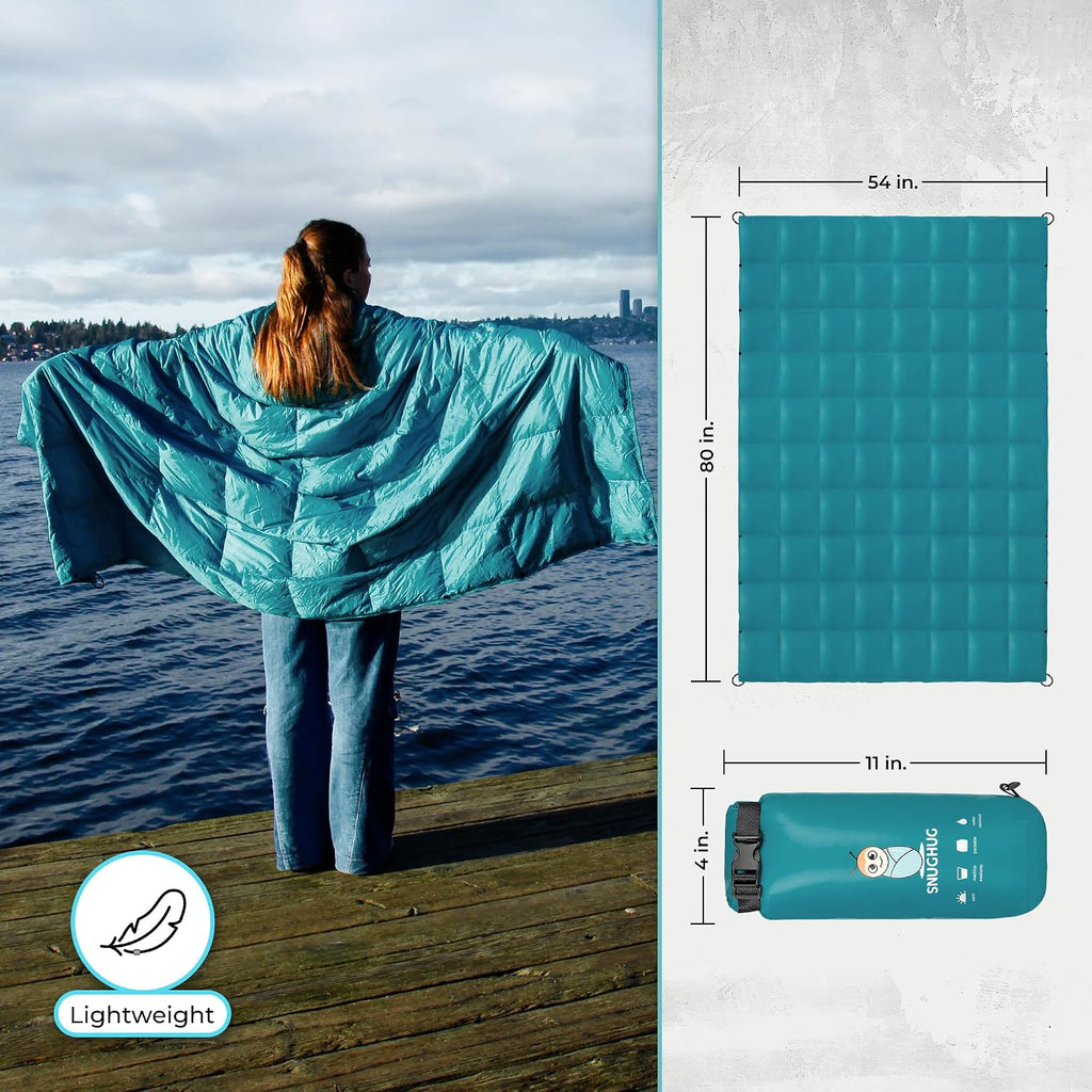 Puffy Blanket for Cold Weather - Down Camping Blanket with Sustainable Insulation, Lightweight & Warm Outdoor Camping Quilt, Water-Resistant, Compact & Packable