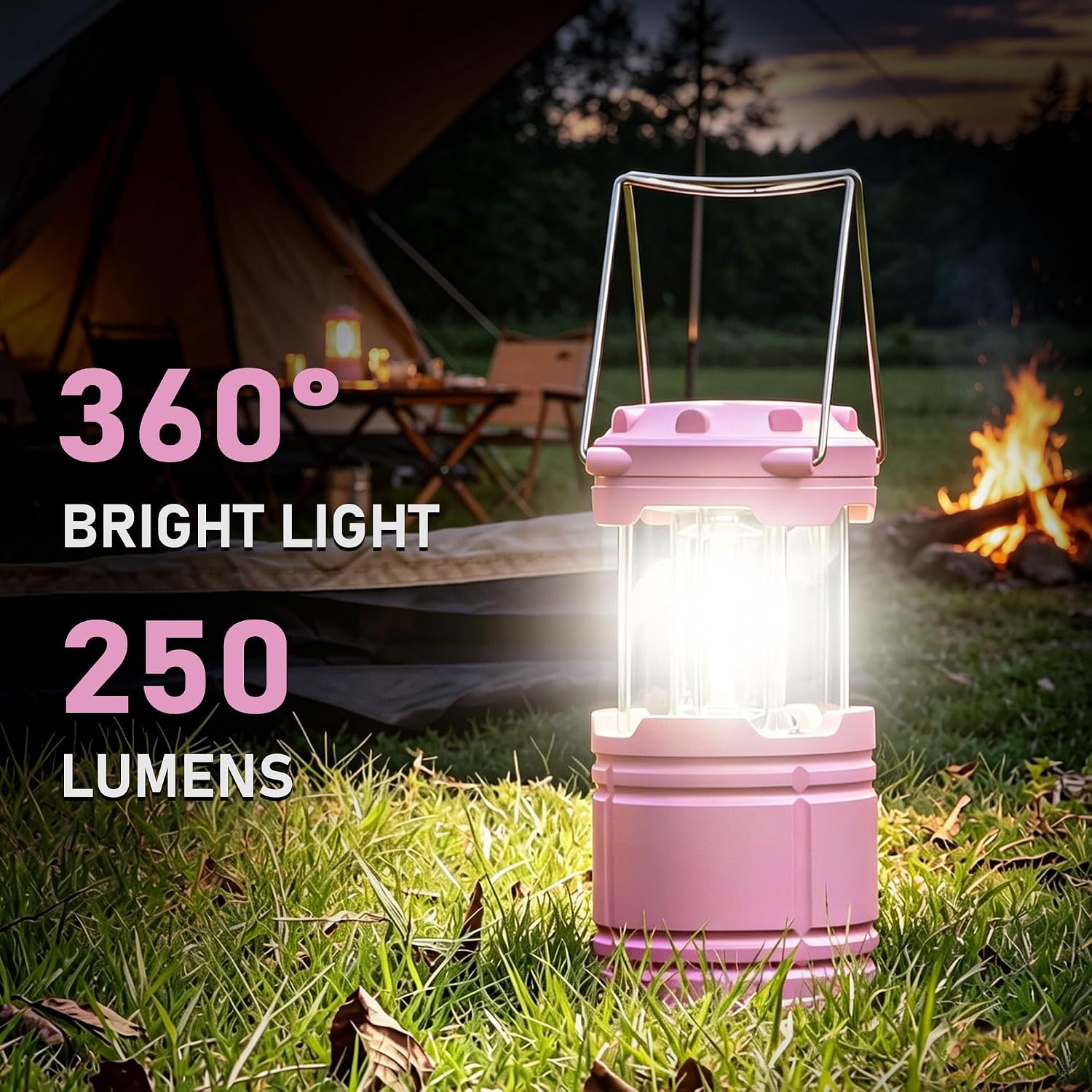 4-Pack Mini LED Pink Camping Lantern