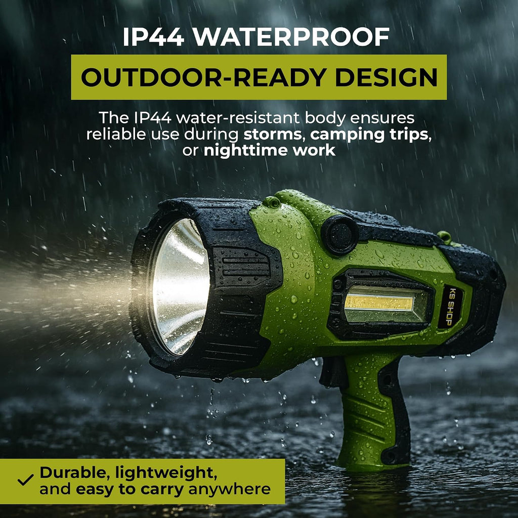 Camping Lantern Rechargeable - Led Spotlight Flashlight 200,000LM With 10,000mAh (6 To 12 Hours Of Runtime) - Usb-c Fast Charging- Outdoor Handheld Spotlight For Camping, Flash Lights For Emergency