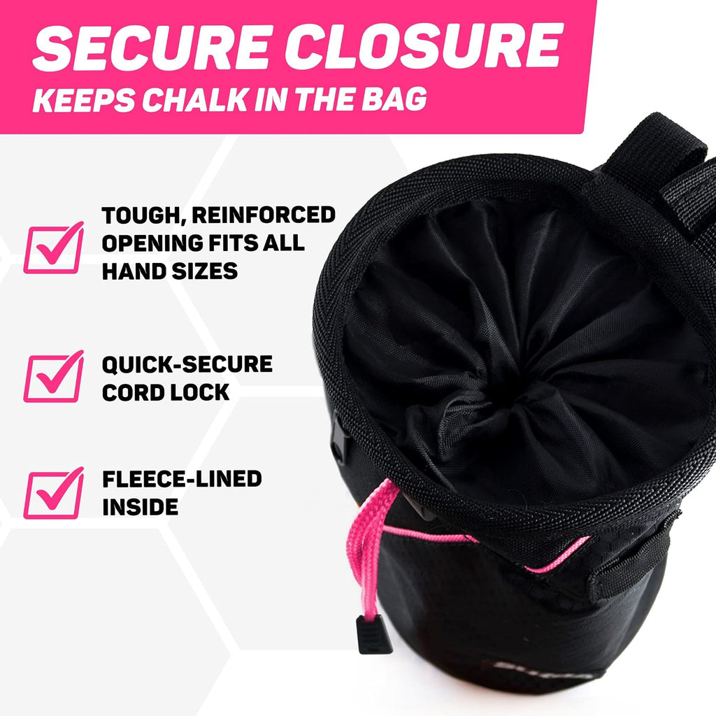 Chalk Bag for Rock Climbing - Rock Climbing Gifts Gear Accessories - Quick-Clip Belt, Large Zippered Pockets & Brush Holder - Weight Lifting, Gym, Bouldering, Disc Golf, Wall, Rock Climbing Chalk Bag