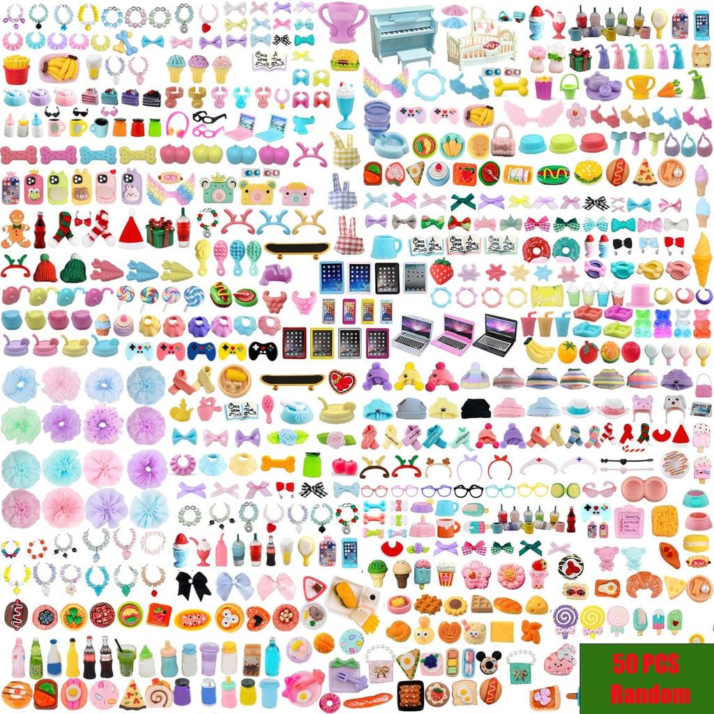 36pcs Random Cute Accessories for Dogs and Cats,Necklace Collar Clothes Glasses Hat Laptop Bow Food and Drink Fit for Shorthair Cat Collie Dachshund Cocker Spaniel Great Dane Deer Pet Figure