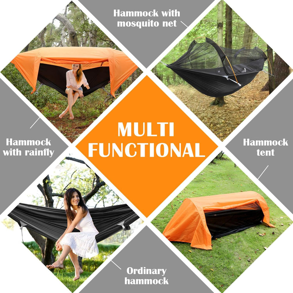 WintMing Hammock with Mosquito Net and Rain Fly Cover 3 in 1 Camping Hammock Tent 440lbs Load