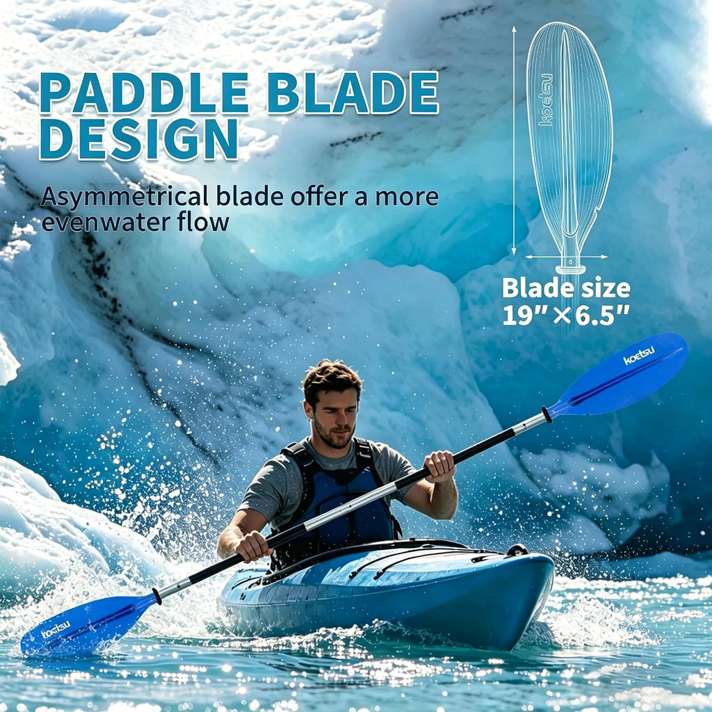 KOETSU Floatable Kayak PaddleAlloy Shaft Adjustable Lightweight Oar for Kayaking Canoeing Boating