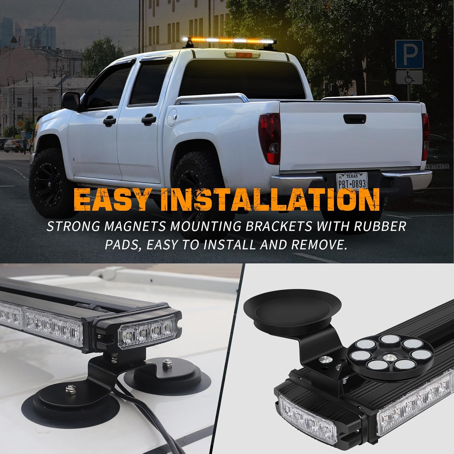 XRIDONSEN 28.4" 80 LED Roof Strobe Light Bar Amber White Warning Lights