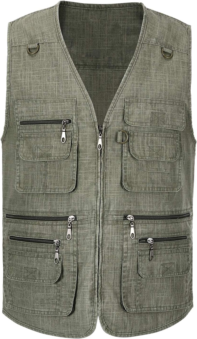 Spanye Mens Outdoor Fishing Vest Safari Travel Photography Vests Jacket Multi Pocket