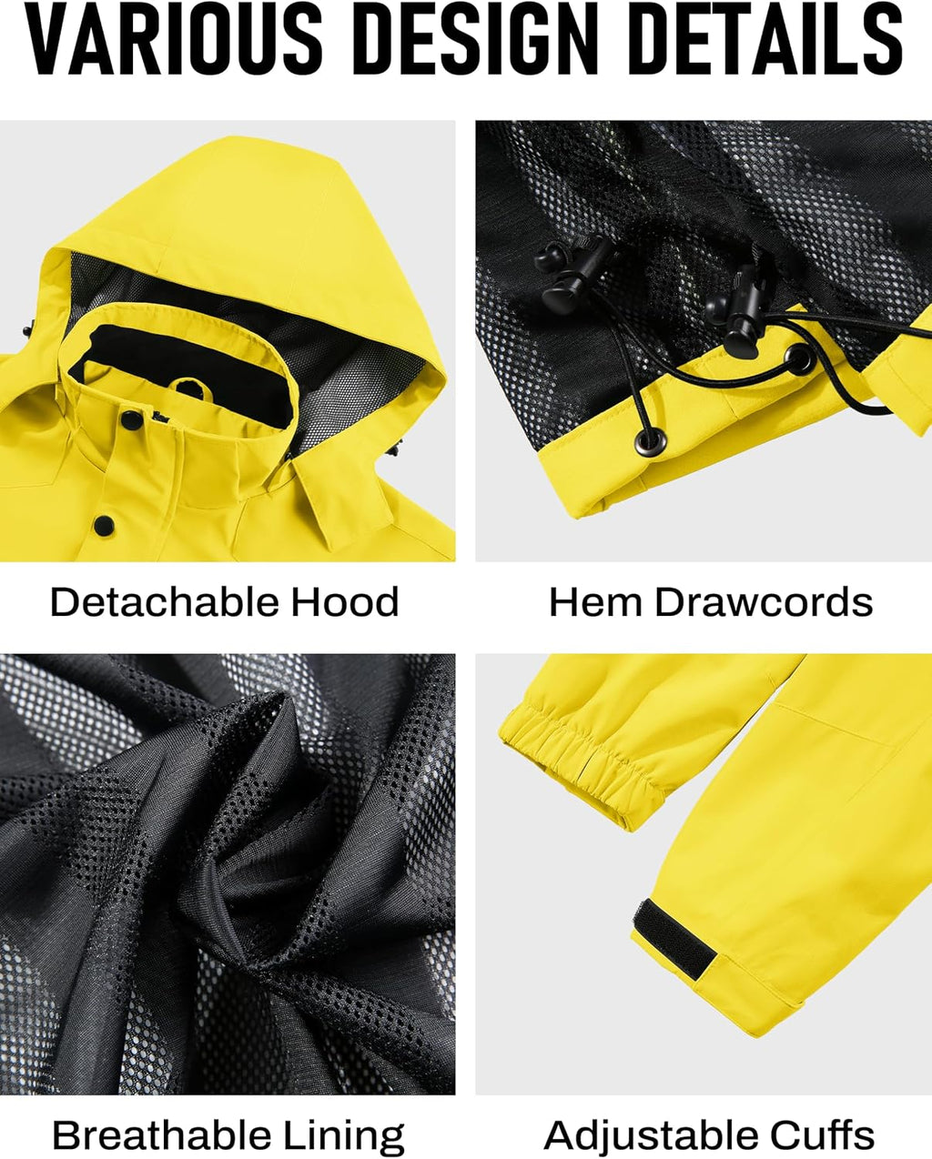MAGCOMSEN Men's Lightweight Windbreaker Rain Jacket Raincoat with Detachable Hood for Hiking Fishing Activewear