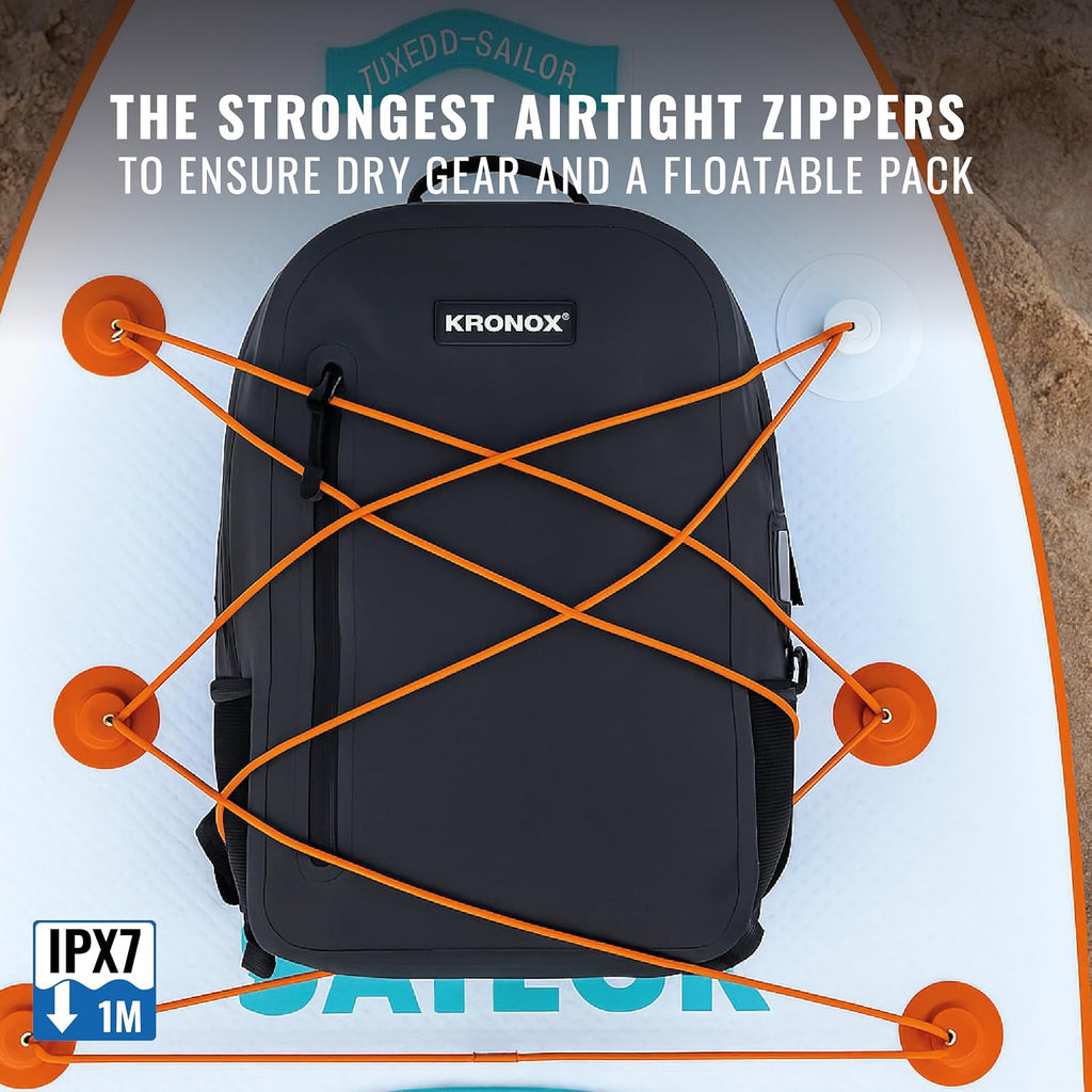 KRONOX 25L Waterproof Backpack for Men – IPX7 Submersible Dry Bag, Lightweight & Durable for Travel, Motorcycle, Kayak
