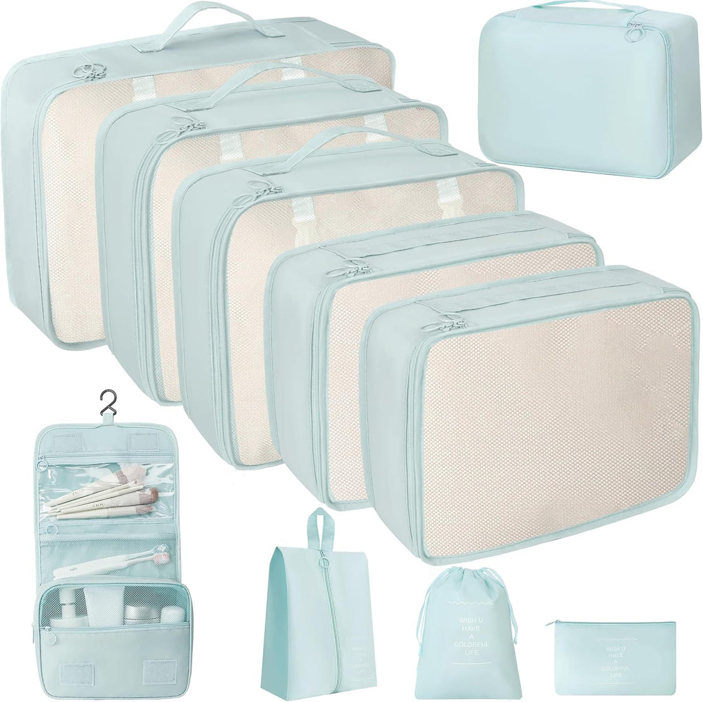 10 Pcs Set Packing Cubes - Travel Packing Organizers, Expandable Suitcase Organizer, Luggage Organizer Bags