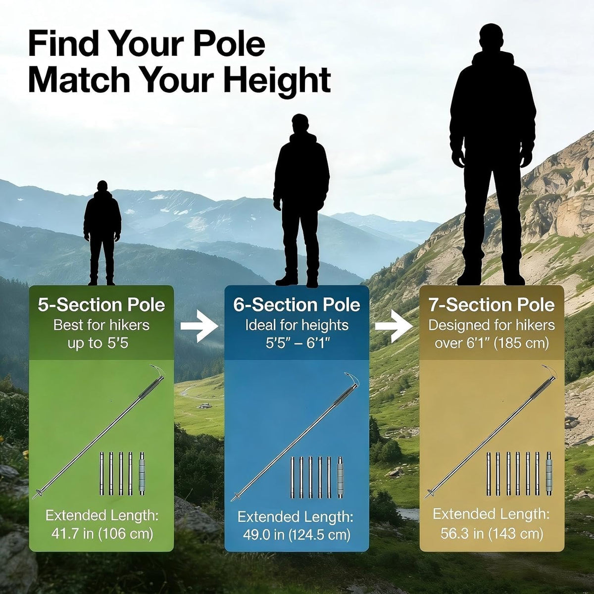 Trekking Pole Tactical Walking Stick,Multifunctional Lightweight Aluminum Collapsible Survival Hiking Pole with Storage Bag for Women Men Seniors Camping Backpacking
