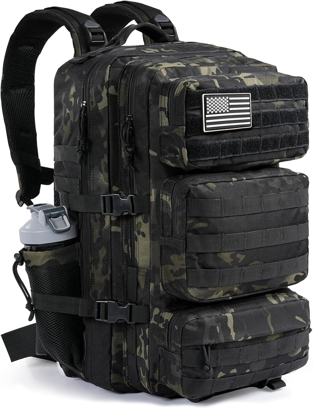 50L Military Tactical Backpack Large Day Backpack for Men Molle Army 3 Days Assault Pack Bug Out Bag Water Resistant and Heavy Duty Hiking Treeking Rucksack - Black