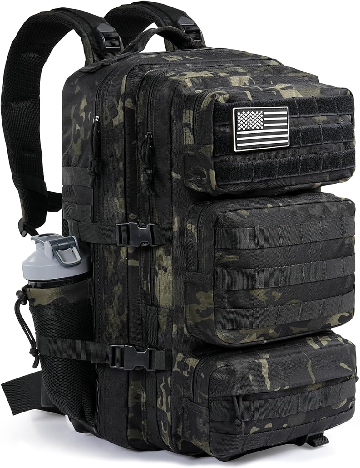 50L Military Tactical Backpack Large Day Backpack for Men Molle Army 3 Days Assault Pack Bug Out Bag Water Resistant and Heavy Duty Hiking Treeking Rucksack - Black
