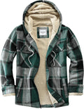 Men's Zip Up Flannel Shirt Jacket Fleece Lined with Hood