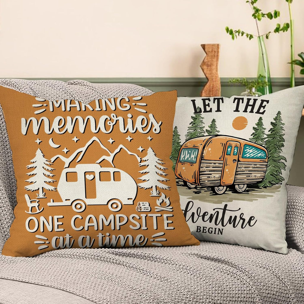 Camper Decorative Throw Pillow Covers 18 x 18 Set of 4