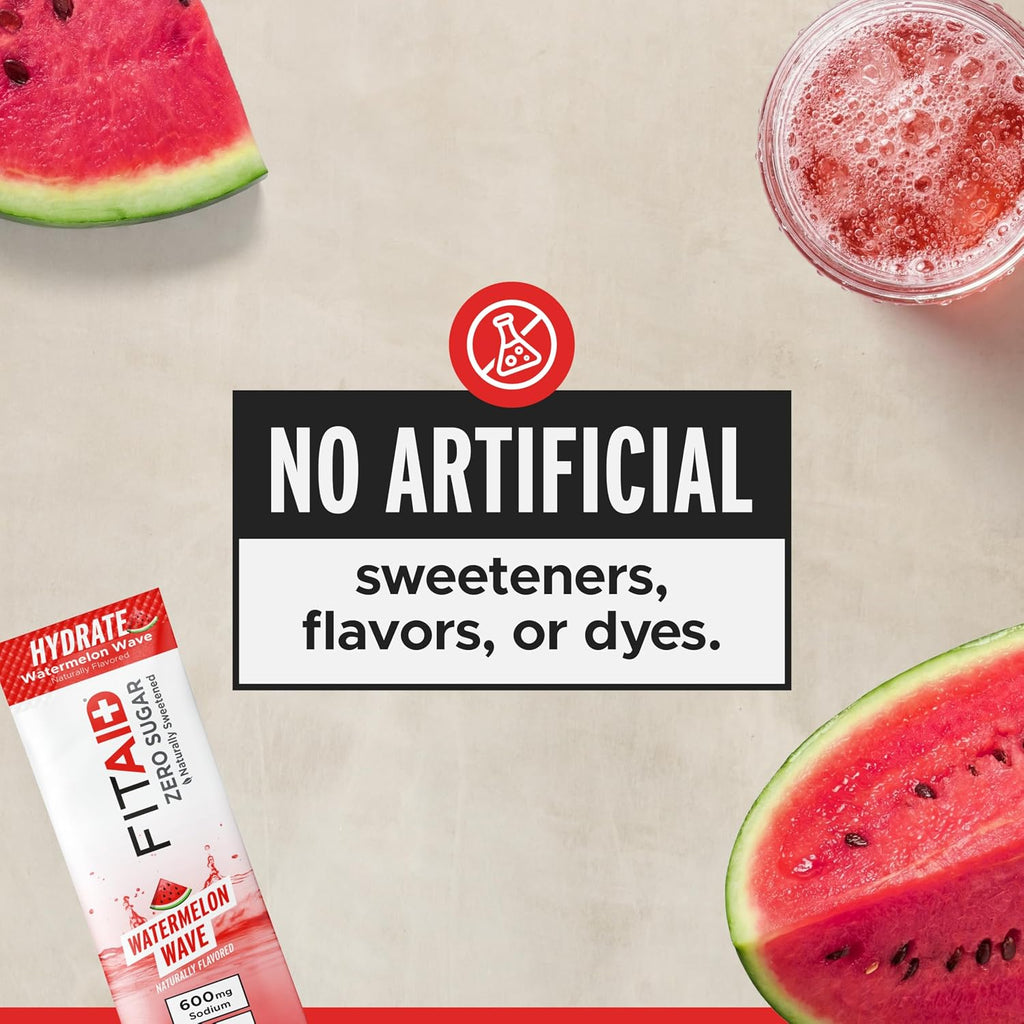 FITAID Hydrate Electrolyte Mix, Watermelon Wave (14 Stick Packs)