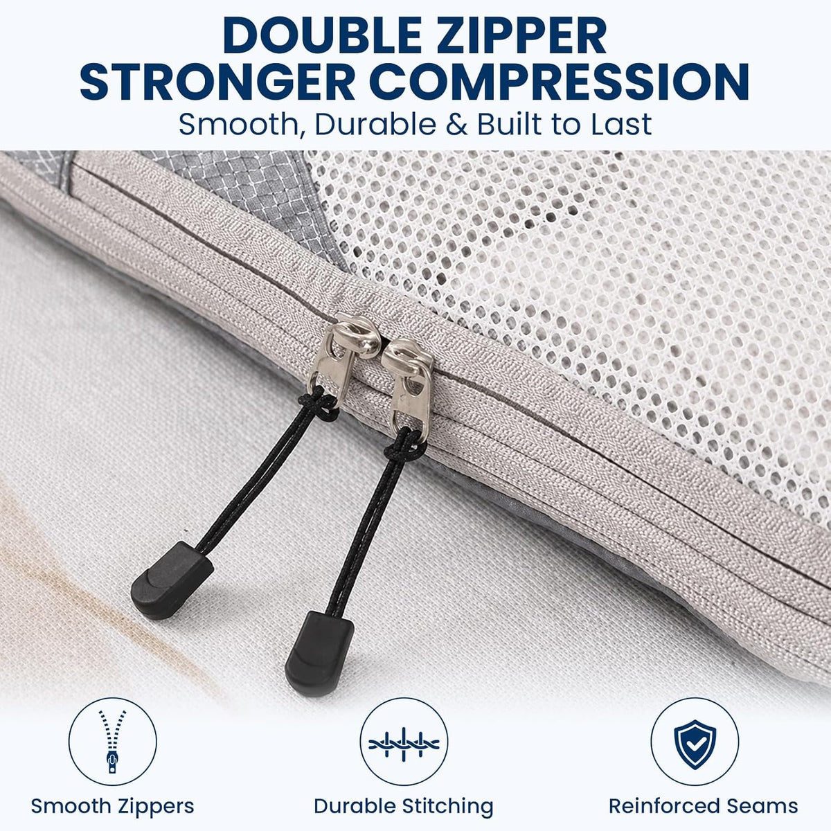 Barsine Large Compression Packing Cubes for Travel, 4-Pack Extra Large Packing Cubes with Double Compression Zipper, Luggage Organizers for Carry On, Cruise, Family Vacation & Business Travel