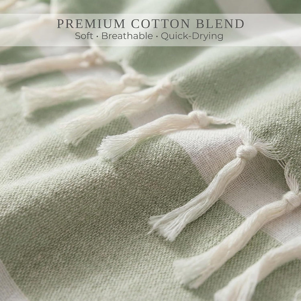 Beautiful Extra Large Beach Blanket with Tassels - Soft Turkish Towel