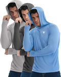 3 Pack Men's UPF 50+ Sun Protection Shirts Fishing Hoodie Long Sleeve