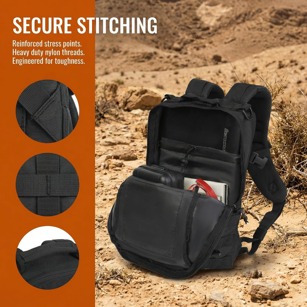 Small Tactical Hiking Backpack, 12L MOLLE Bookbag Daypack for Travel