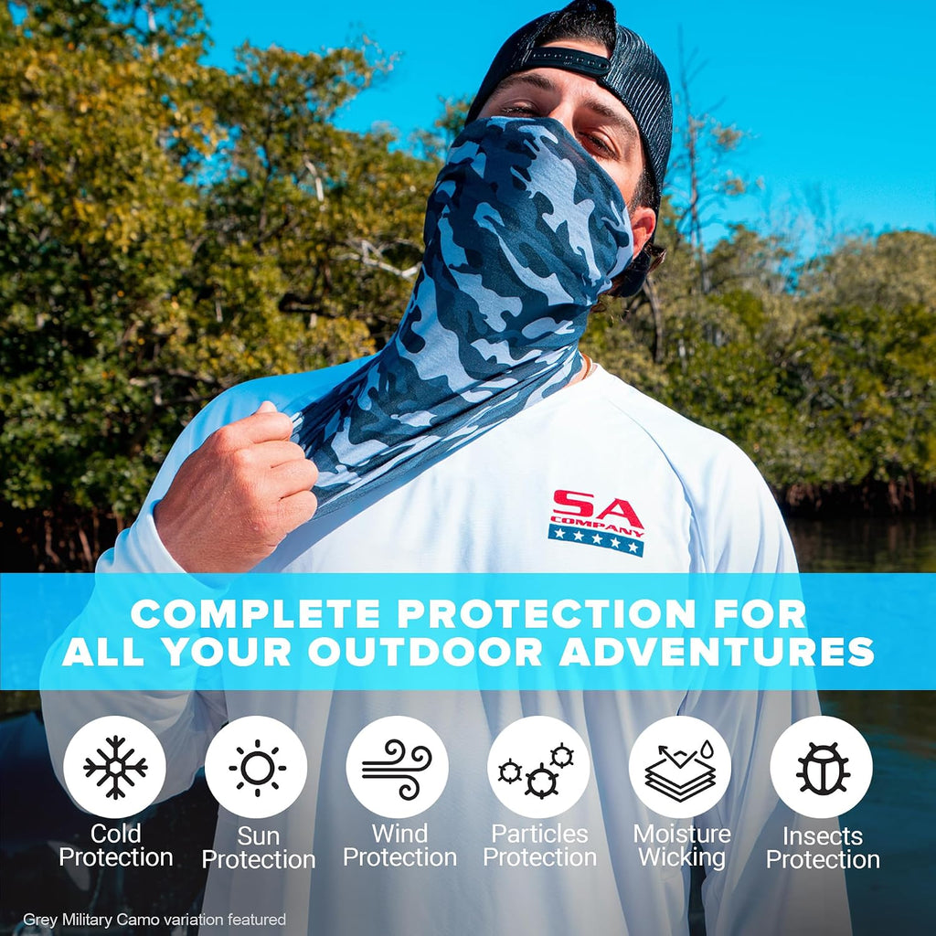 S A Soul of Adventure 5-Pack UV Face Shield | UV 30+ Multipurpose Neck Gaiter Balaclava for Adults | Multiple Color Packs