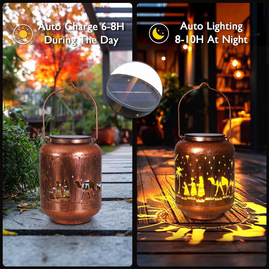 Homemory Gifts for Women, Solar Christmas Nativity Lanterns Outdoor Lights