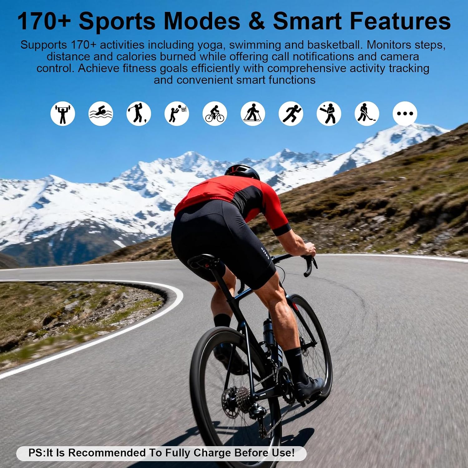 Smart Bracelet Fitness Trackers for Men Women, Smart Watch 24/7 Heart Rate Sleep Stress HRV Monitor, 170+ Sports Modes, 2 Bands, Free APP