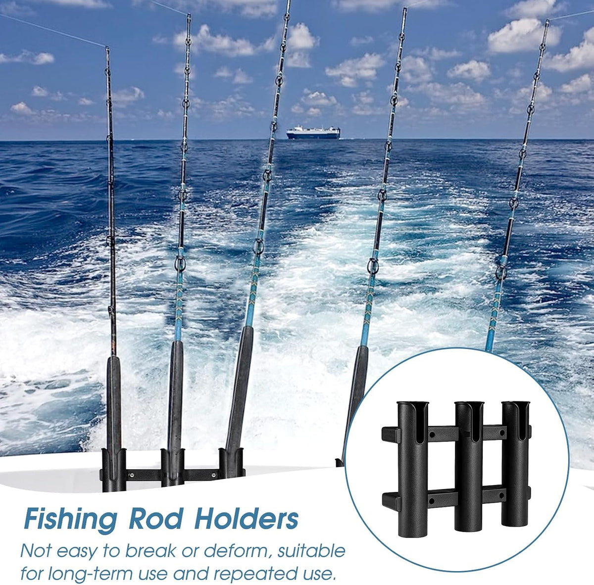 2Pcs Fishing Rod Holders Boat Rod Holders with Screws 3 Rod Rack Wall Mounted Boat Side Mount Tool Holder Portable Fishing Pole Holders for Boat Kayak Garage Cooler Trailer Fishing Boat
