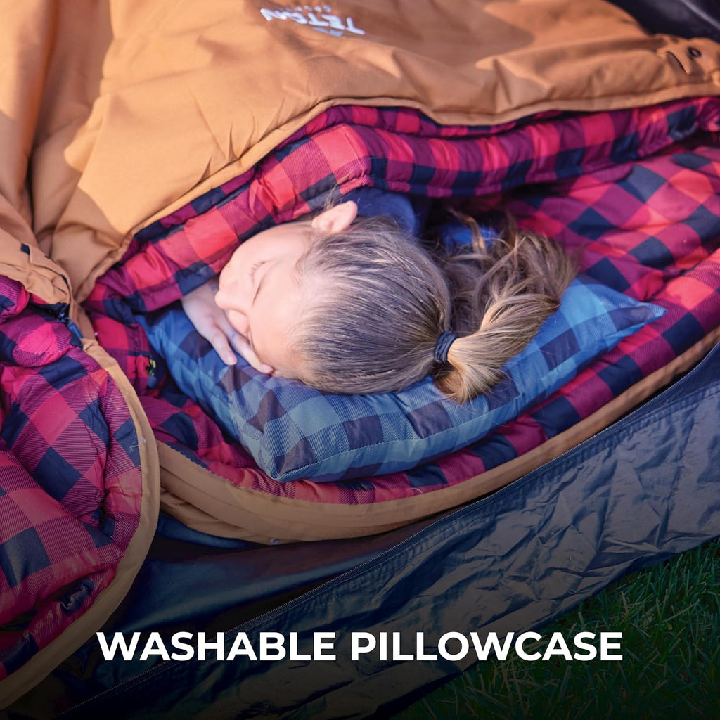 Teton Sports Camp Pillow; Great for Travel, Camping and Backpacking; Washable, Blue Plaid