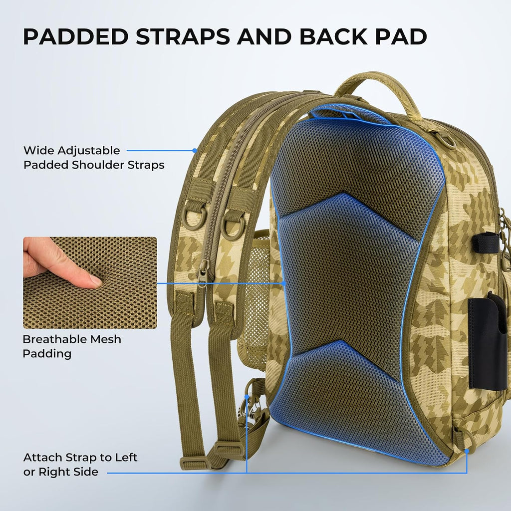 KastKing BaitSpace Fishing Sling Bag, Fishing Backpack with Rod Holder