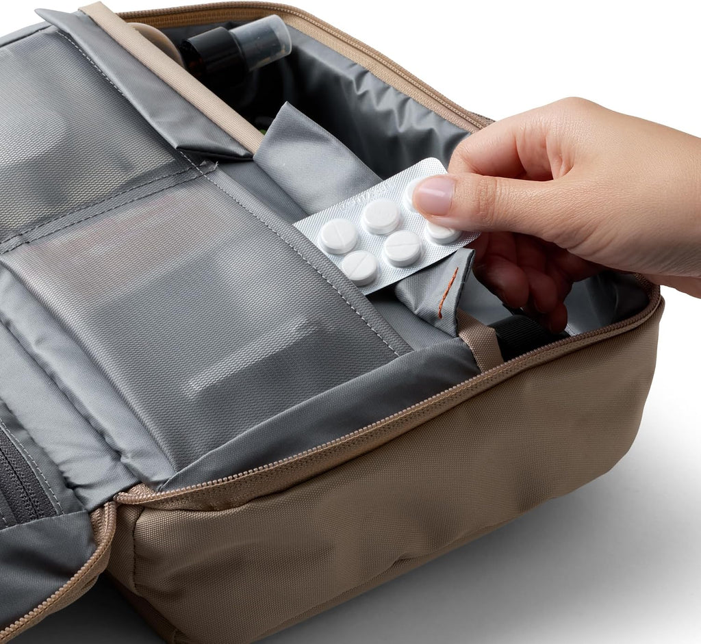 Bellroy Hanging Toiletry Kit Plus 8L, Travel Toiletry Bag - Stone