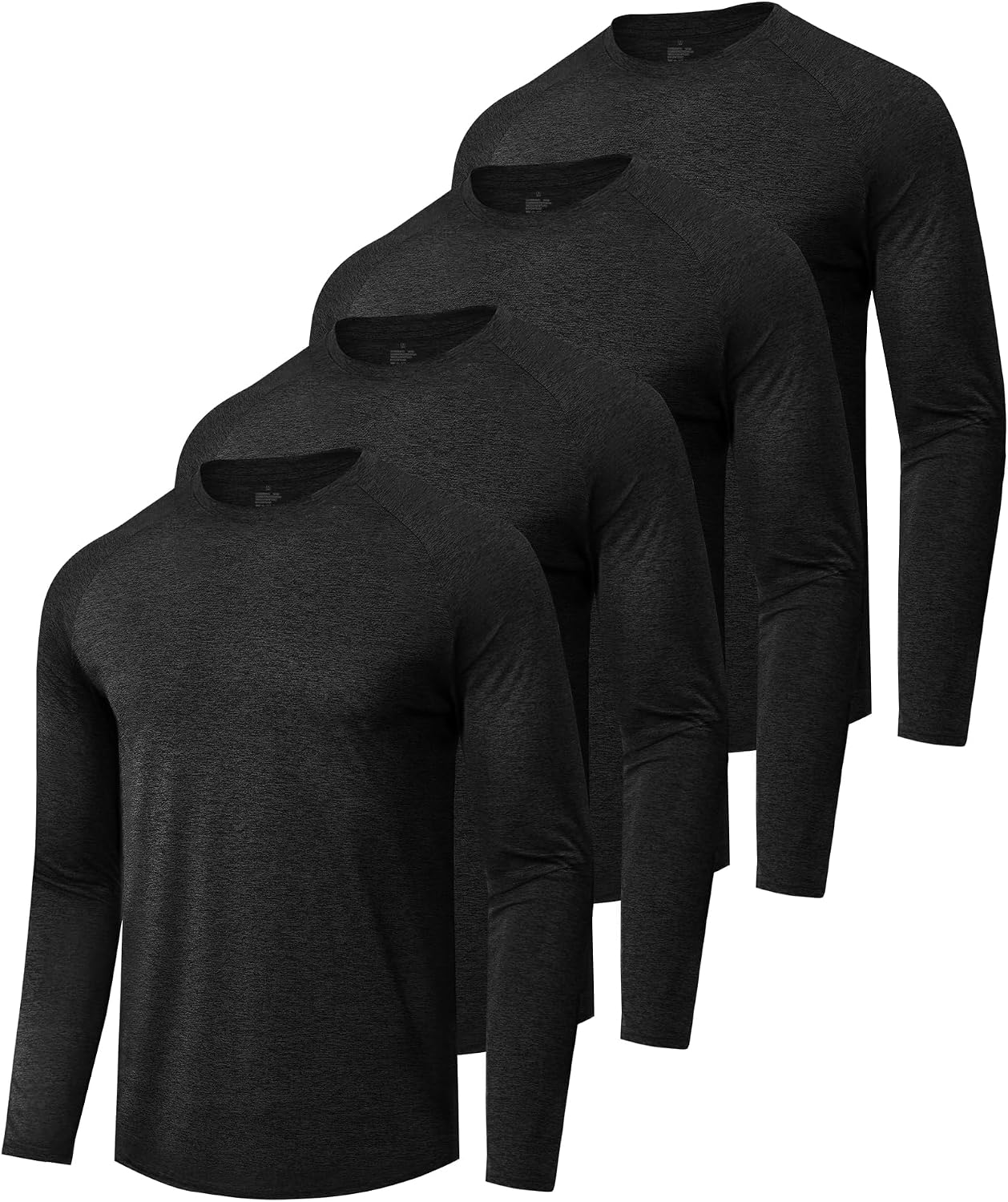 4 Pack Long Sleeve Shirts for Men - Quick Dry Moisture Wicking Tshirts