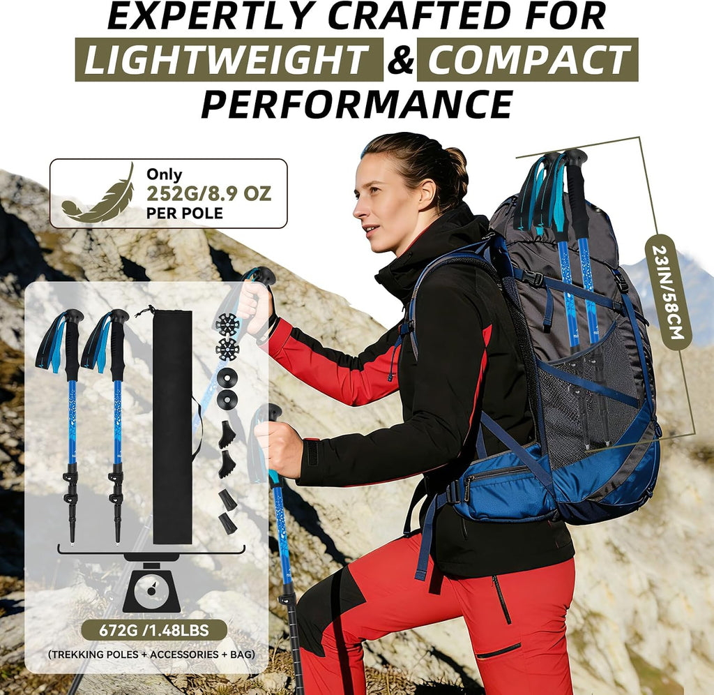 Telescopic Trekking Poles for Hiking, Lightweight Walking Sticks