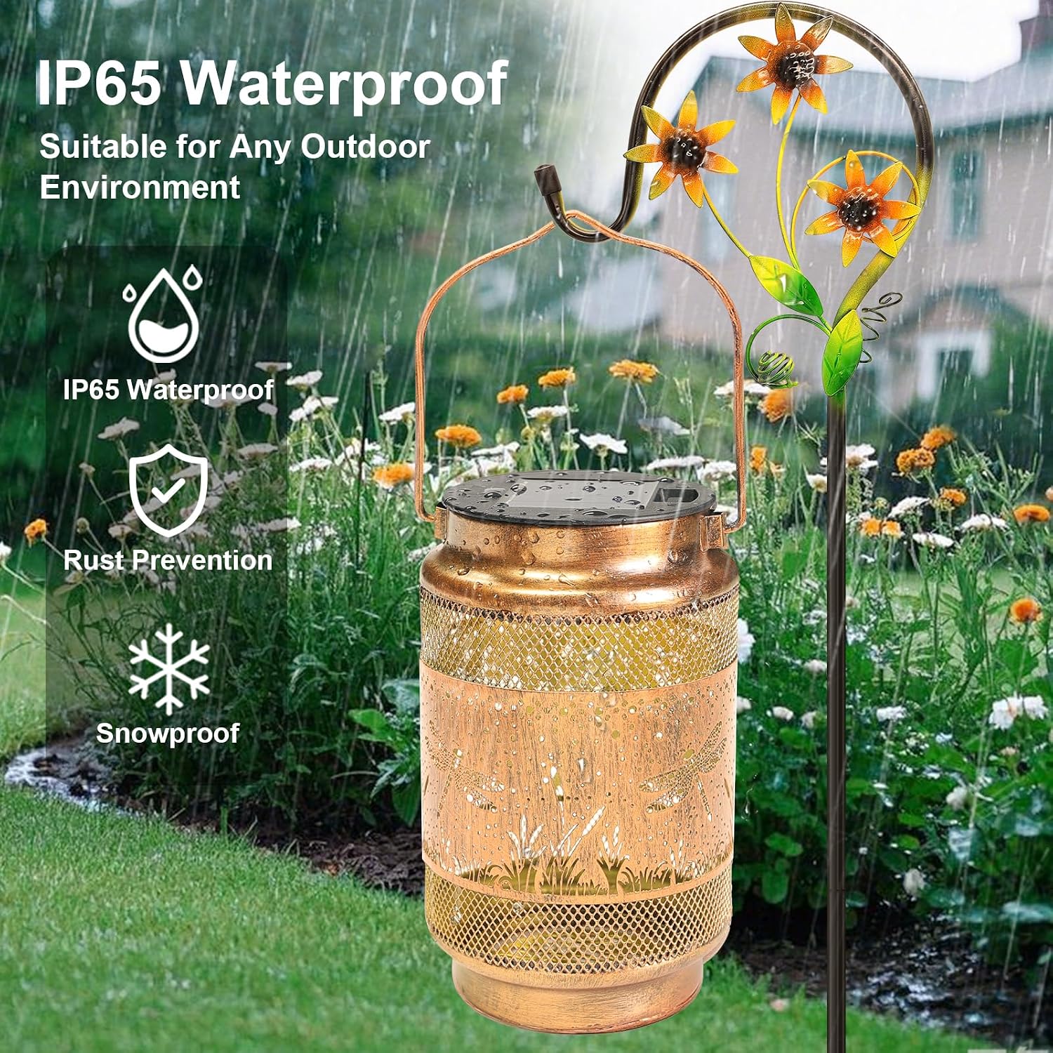 2 Pack Dragonfly Solar Lanterns Outdoor Waterproof Solar Garden Decor, Birthday Gifts for Women Mom Grandma, Metal Hanging Lights with Shepherd Hook for Outside Yard Patio Pathway Porch