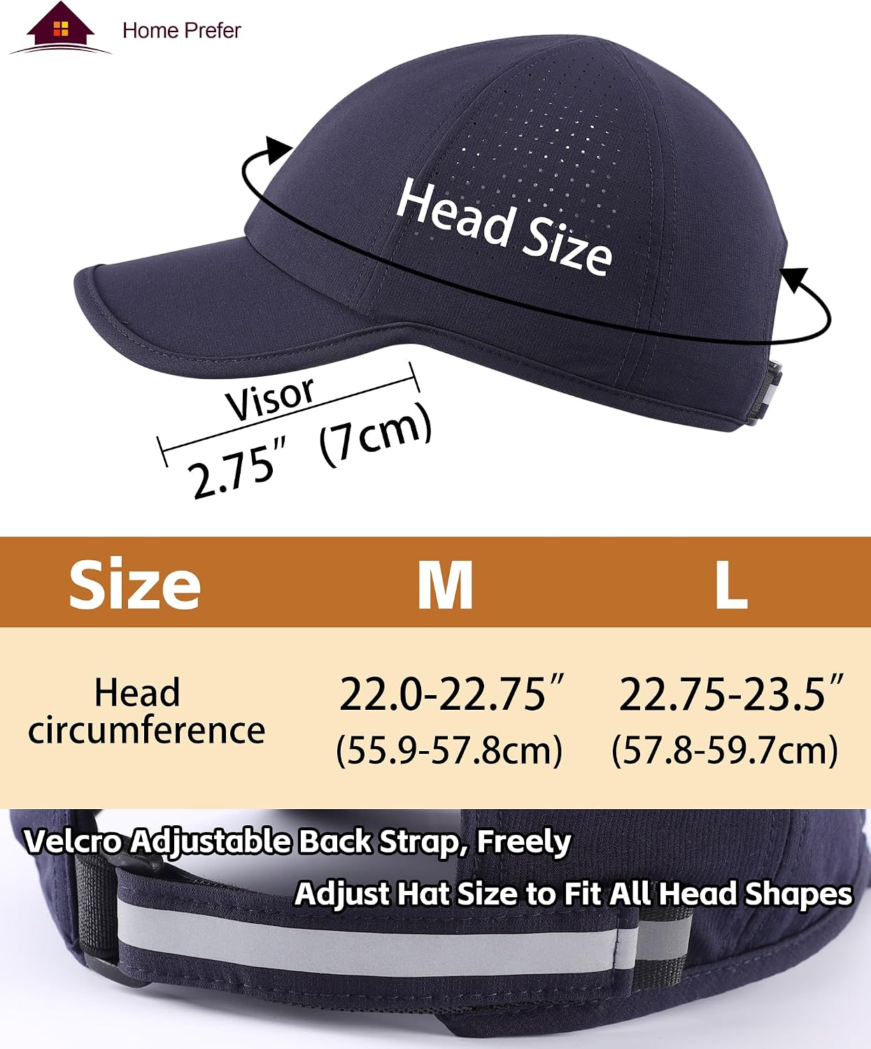 Home Prefer UPF50 Sun Hat for Men Women Reflective Water Repellent Quick Dry Baseball Cap Golf Running Outdoor Sport Hat