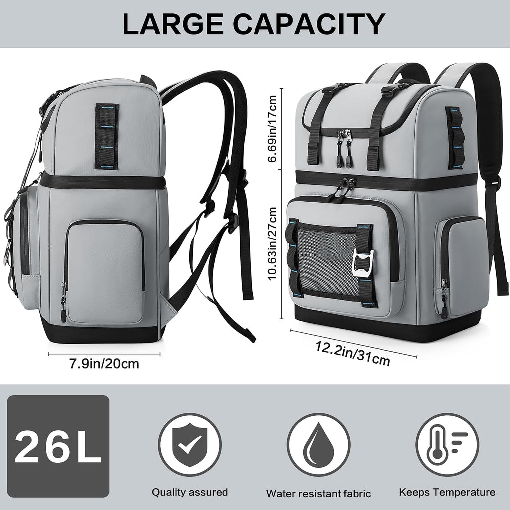 Large 44 Can Dual Compartment Insulated Waterproof Cooler Backpack