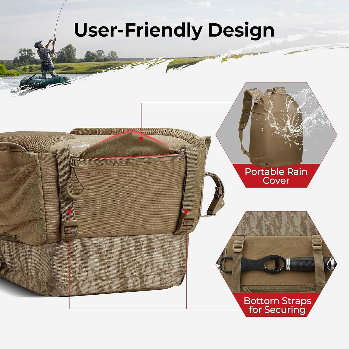 Piscifun Fishing Tackle Backpack, Rod & Gear Holder, Water-Resistant