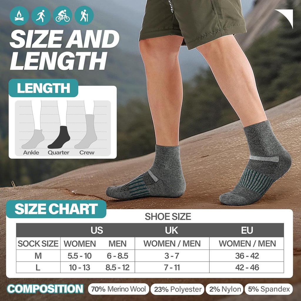 Anlisim Merino Wool Ankle Running Hiking Socks for Women and Men