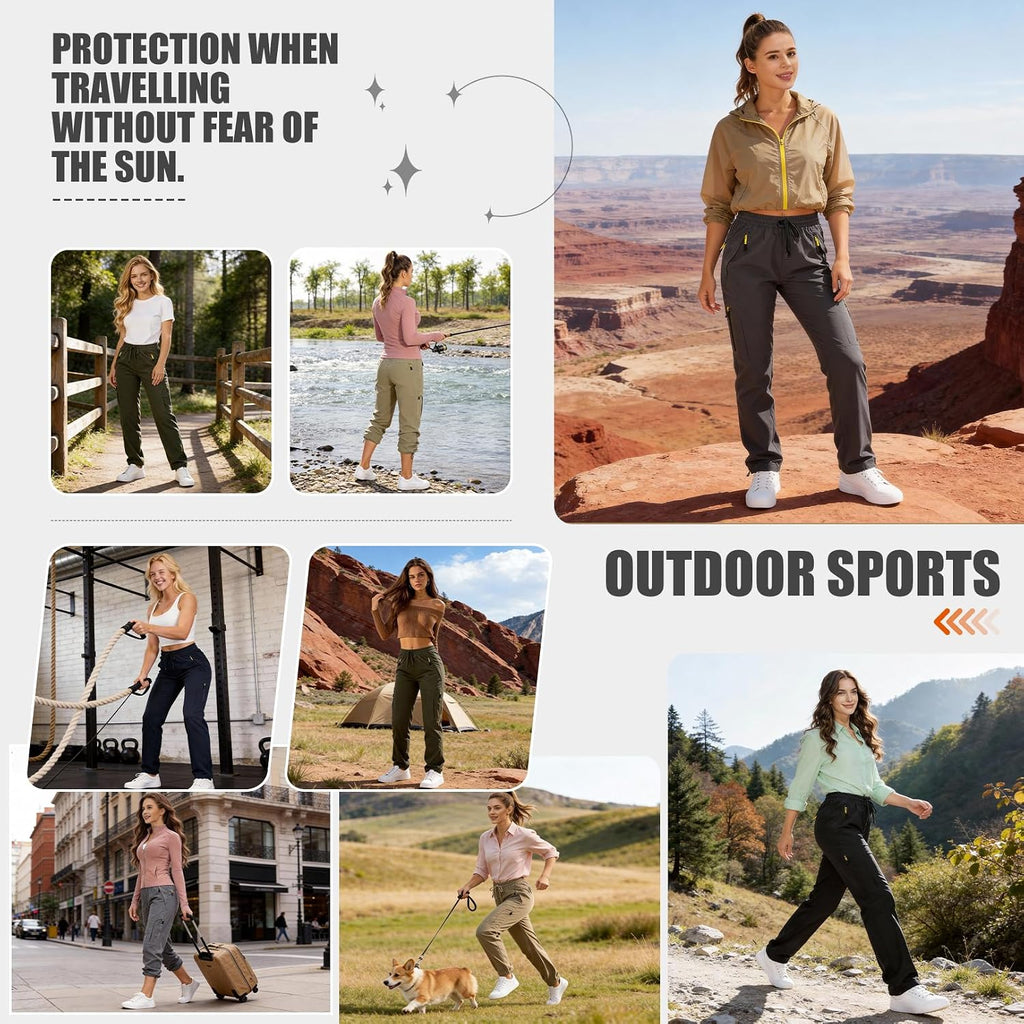 Toomett Women‘s Hiking Cargo Pants UPF 50 Quick Dry with Zipper Pockets