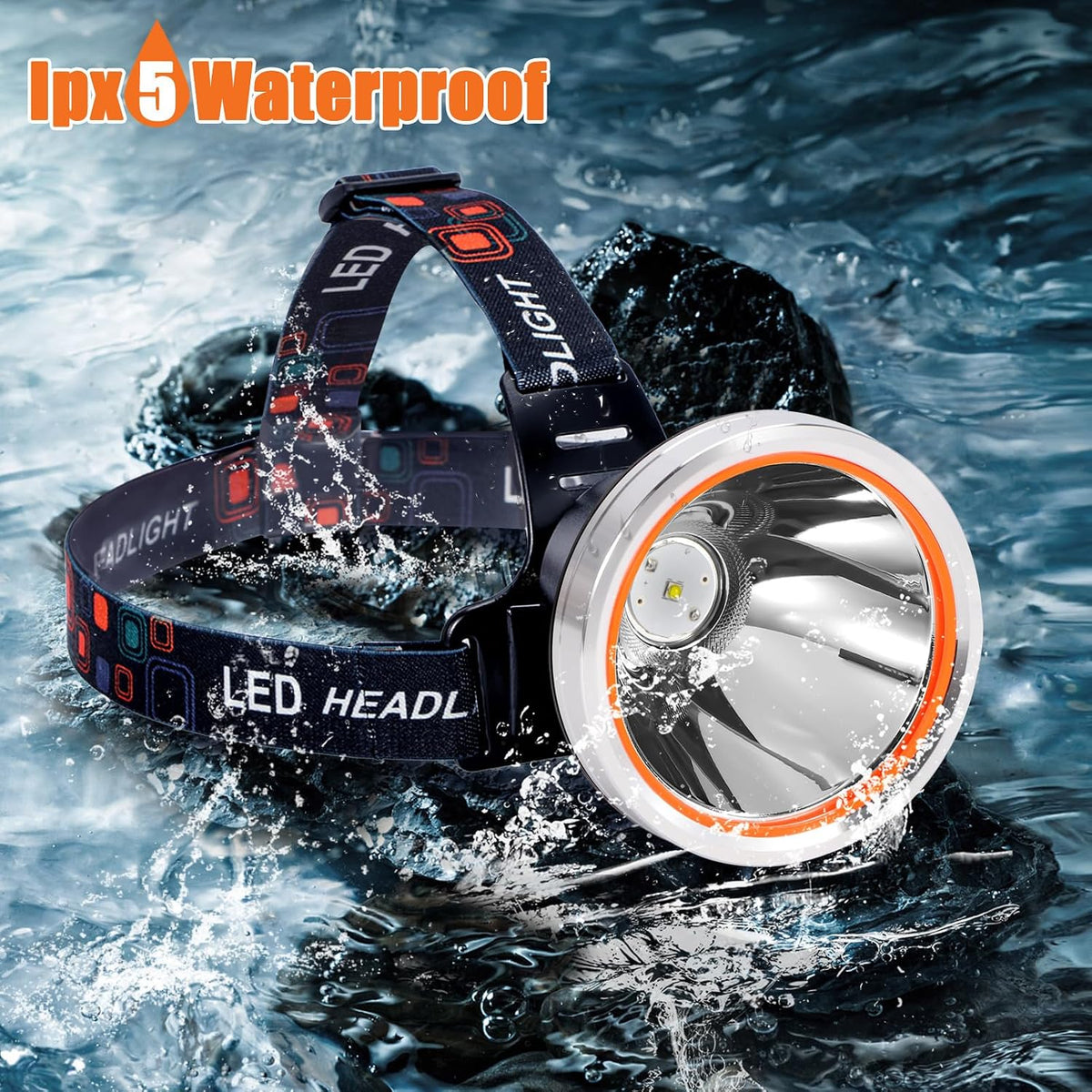Coon Hunting Light Powerful Headlamp Super Bright LED Spotlight Rechargeable Head Torch Waterproof Flashlight for Outdoor Night Hunting, Camping, Fishing, Hiking, Running, Garden Work