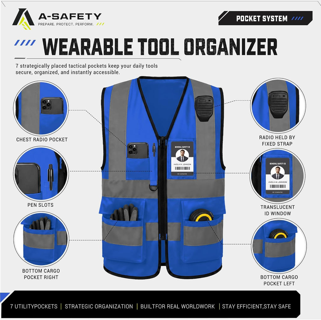 A-SAFETY High Visibility Reflective Safety Vest Customize Logo (XS-8XL)