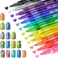 12 Colors Glitter Nail Art Pens Set, 3D Quick-Dry Water-based Ink Glitter Nail Art Markers DIY Manicure Kit for Home Salon Nail Designs, Glitter Pens Markers Nail Polish Pens Graffiti Dotting Pen